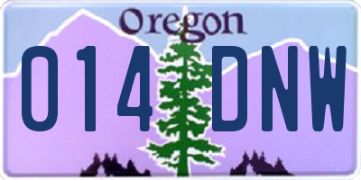 OR license plate 014DNW