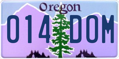 OR license plate 014DOM