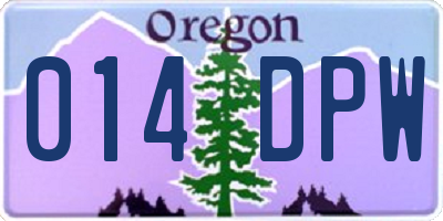OR license plate 014DPW