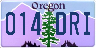 OR license plate 014DRI