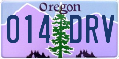 OR license plate 014DRV