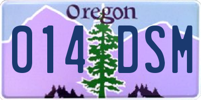 OR license plate 014DSM