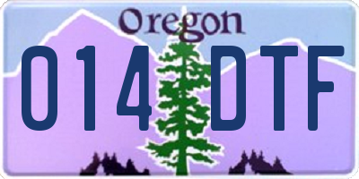 OR license plate 014DTF