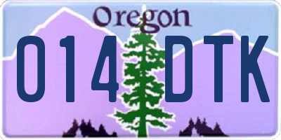 OR license plate 014DTK