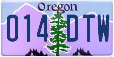 OR license plate 014DTW