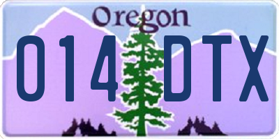 OR license plate 014DTX