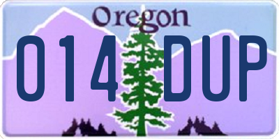 OR license plate 014DUP