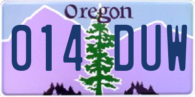 OR license plate 014DUW