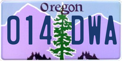 OR license plate 014DWA