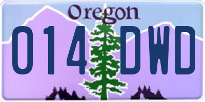 OR license plate 014DWD