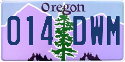 OR license plate 014DWM