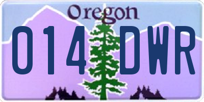 OR license plate 014DWR
