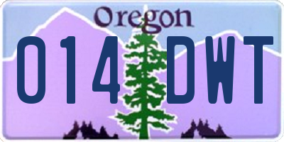 OR license plate 014DWT