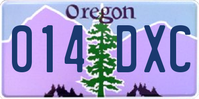 OR license plate 014DXC