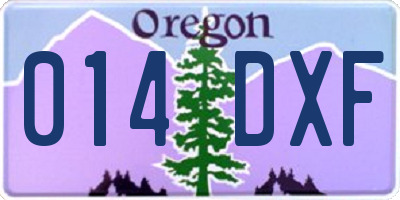 OR license plate 014DXF
