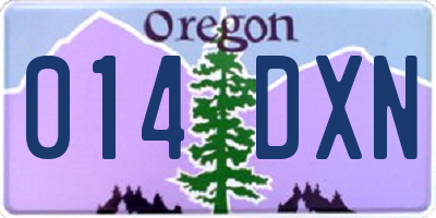 OR license plate 014DXN