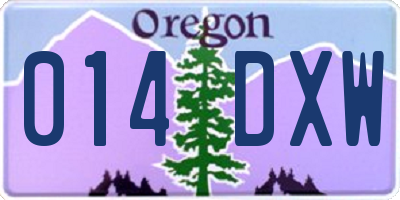 OR license plate 014DXW