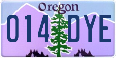 OR license plate 014DYE