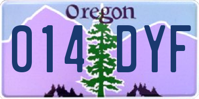 OR license plate 014DYF