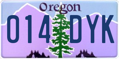 OR license plate 014DYK