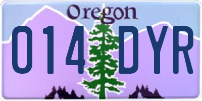 OR license plate 014DYR