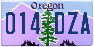 OR license plate 014DZA