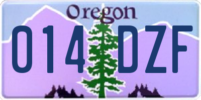 OR license plate 014DZF