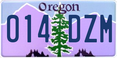 OR license plate 014DZM