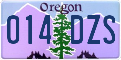 OR license plate 014DZS