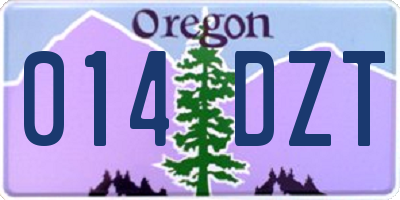 OR license plate 014DZT