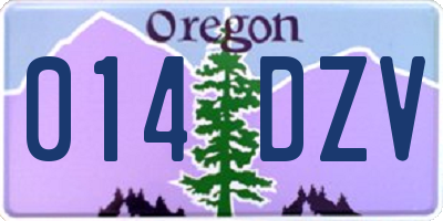 OR license plate 014DZV