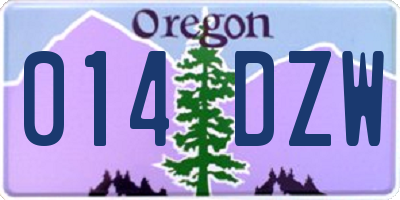 OR license plate 014DZW
