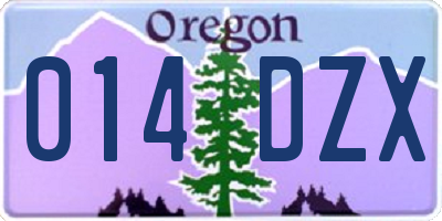 OR license plate 014DZX