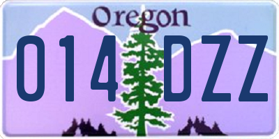 OR license plate 014DZZ