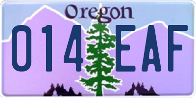 OR license plate 014EAF