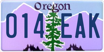 OR license plate 014EAK