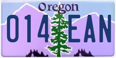 OR license plate 014EAN
