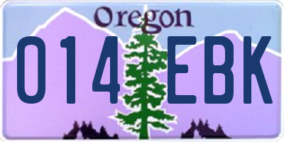 OR license plate 014EBK