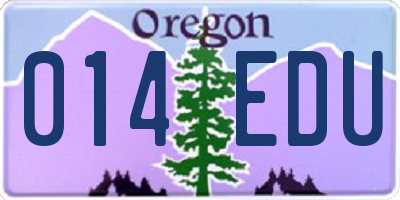 OR license plate 014EDU