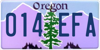 OR license plate 014EFA