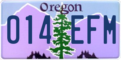 OR license plate 014EFM