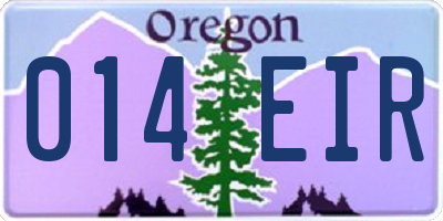 OR license plate 014EIR