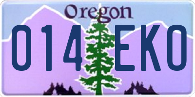 OR license plate 014EKO