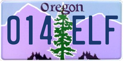 OR license plate 014ELF