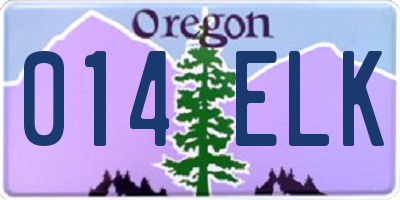 OR license plate 014ELK