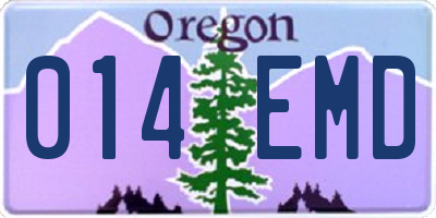 OR license plate 014EMD