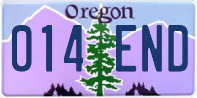 OR license plate 014END