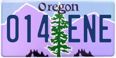 OR license plate 014ENE
