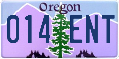 OR license plate 014ENT