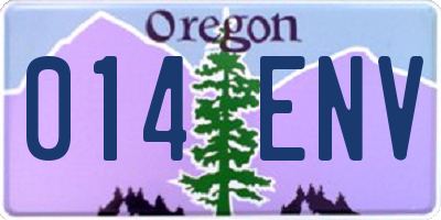 OR license plate 014ENV